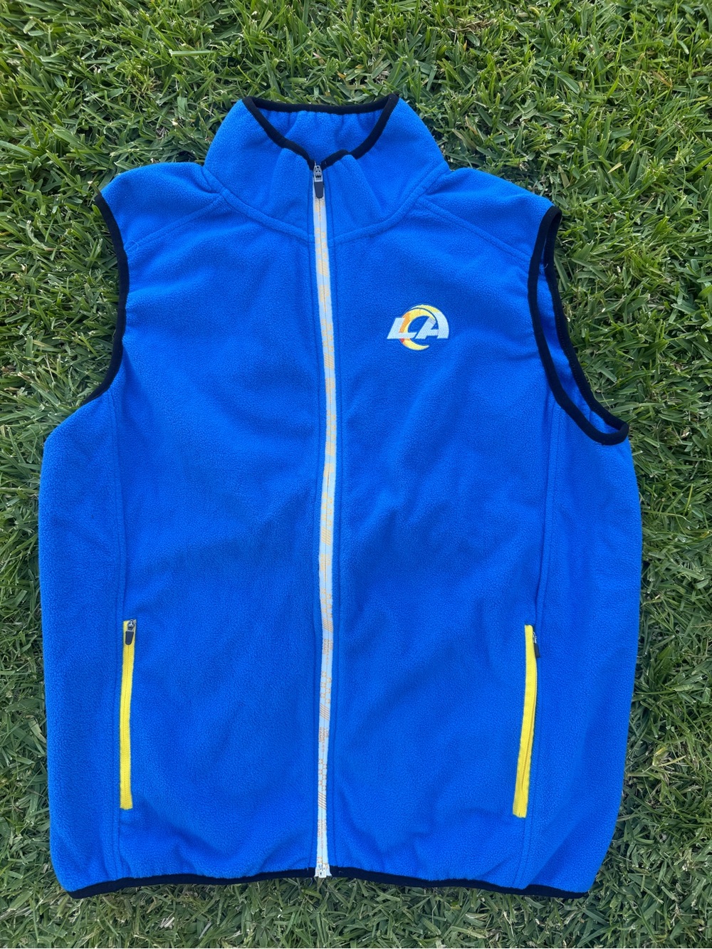 NFL Team Apparel Los Angeles Rams Full Zip Fleece Vest Men's Size Large